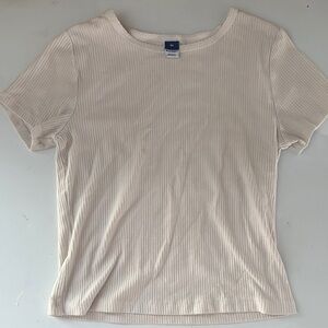 Old Navy Cream Fitted Short Sleeve Tee